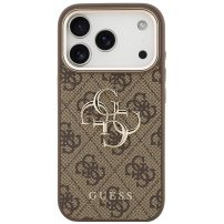 Guess 4G Metal Logo Gold Frame kryt pre iPhone 17 Pro Max - hnedý