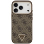 Guess 4G Triangle Logo Gold Frame kryt s MagSafe pre iPhone 17 Pro - hnedý