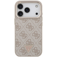 Guess 4G Triangle Logo Gold Frame kryt s MagSafe pre iPhone 17 Pro - ružový