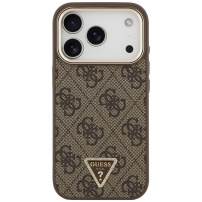 Guess 4G Triangle Logo Gold Frame kryt s MagSafe pre iPhone 17 Pro Max - hnedý