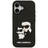 Karl Lagerfeld 3D Rubber Karl and Choupette kryt pre iPhone 17 - čierny