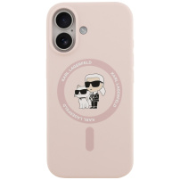 Karl Lagerfeld Karl and Choupette silikónový kryt s MagSafe pre iPhone 17 - ružový