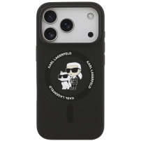 Karl Lagerfeld Karl and Choupette silikónový kryt s MagSafe pre iPhone 17 Pro - čierny