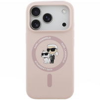 Karl Lagerfeld Karl and Choupette silikónový kryt s MagSafe pre iPhone 17 Pro - ružový