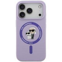 Karl Lagerfeld Karl and Choupette silikónový kryt s MagSafe pre iPhone 17 Pro Max - fialový