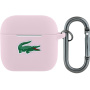 Lacoste Croc Logo silikónový obal s karabínou pre AirPods 4 / 5 - ružový