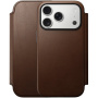 Nomad Modern Leather Folio flipové puzdro s MagSafe pre iPhone 17 Pro - hnedé