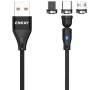 ENKAY 3v1 nabíjací a dátový kábel s vymeniteľnými magnetickými konektormi - USB-A na USB-C / Lightning / micro USB - 1 m - čierny