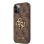 Guess 4G Metal Logo kryt pre iPhone 12 / 12 Pro - hnedý