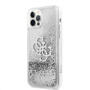 Guess Big 4G Liquid Glitter Silver kryt pre iPhone 12 Pro Max - strieborný
