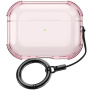 Transparentný obal s karabínou pre AirPods Pro 3 - ružový