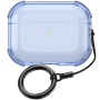 Transparentný obal s karabínou pre AirPods Pro 3 - modrý