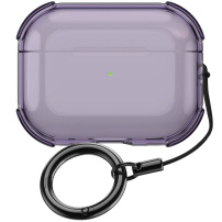 Transparentný obal s karabínou pre AirPods Pro 3 - tmavo fialový