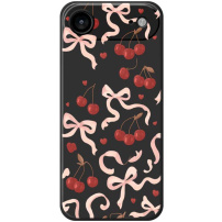 Ochranný kryt so vzorom mašličiek a čerešní pre iPhone Air - čierny