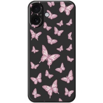 Ochranný kryt so vzorom motýľov pre iPhone 17 - čierny