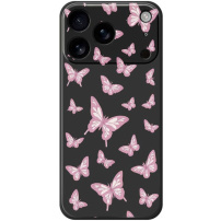 Ochranný kryt so vzorom motýľov pre iPhone 17 Pro Max - čierny