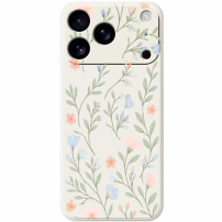 Ochranný kryt so vzorom kvetov pre iPhone 17 Pro Max - béžový
