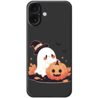 Ochranný kryt so vzorom ducha s tekvicou pre iPhone 17 - čierny