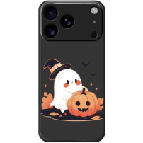 Ochranný kryt so vzorom ducha s tekvicou pre iPhone 17 Pro - čierny