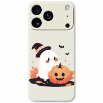 Ochranný kryt so vzorom ducha s tekvicou pre iPhone 17 Pro Max - béžový