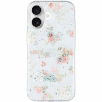 Trblietavý transparentný kryt pre iPhone 17 - kvety