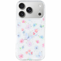 Trblietavý transparentný kryt pre iPhone 17 Pro Max - motýle