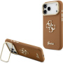 Guess Grained 4G Logo kryt s výklopným stojanom pre iPhone 17 Pro Max - hnedý