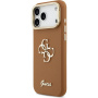 Guess Grained 4G Logo kryt s výklopným stojanom pre iPhone 17 Pro Max - hnedý