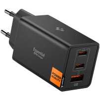 Spigen Essential rýchlonabíjací adaptér s portami 2x USB-C / USB-A - 67W - čierny