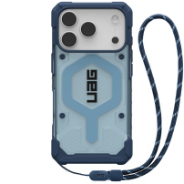 UAG Pathfinder Clear extrémne odolný kryt s MagSafe a pútkom pre iPhone 17 Pro - modrý