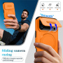 Kryt s posuvným krytom kamery, výklopným stojanom a MagSafe pre iPhone 17 Pro / 18 Pro - oranžový