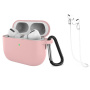 Silikónové puzdro s karabínkou a šnúrkou proti strate pre AirPods Pro 3 - ružové