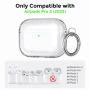 AhaStyle transparentný trblietavý obal s karabínou pre AirPods Pro 3 - strieborný