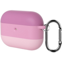 Silikónové puzdro s pruhmi a karabínkou pre AirPods Pro 3 - ružové