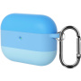 Silikónové puzdro s pruhmi a karabínkou pre AirPods Pro 3 - modré