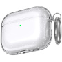 AhaStyle transparentný trblietavý obal s karabínou pre AirPods Pro 3 - strieborný