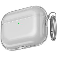 AhaStyle transparentný obal s karabínou pre AirPods Pro 3 - sivý