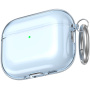 AhaStyle transparentný obal s karabínou pre AirPods Pro 3 - modrý