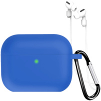 Silikónové puzdro s karabínkou a šnúrkou proti strate pre AirPods Pro 3 - kráľovská modrá