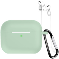 Silikónový obal s karabínkou a šnúrkou proti strate pre AirPods Pro 3 - zelený