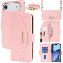 Flipové puzdro s popruhom v štýle listovej kabelky pre iPhone Air - ružové