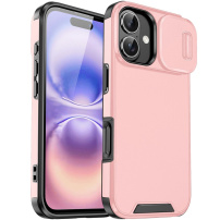 Matný kryt s posuvnou krytkou kamery pre iPhone 17 - ružový