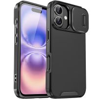 Matný kryt s posuvnou krytkou kamery pre iPhone 17 - čierny