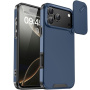 Matný kryt s posuvnou krytkou kamery pre iPhone 17 Pro - tmavomodrý