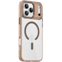 Transparentný kryt s farebným rámčekom a MagSafe pre iPhone 17 Pro - hnedý