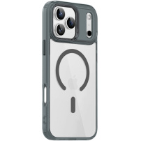 Transparentný kryt s farebným rámčekom a MagSafe pre iPhone 17 Pro - šedý