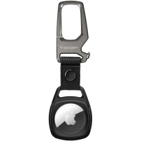 Spigen Rugged Armor odolný obal s karabínou pre AirTag 1 / 2 - čierny