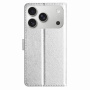 Flipové puzdro z PU kože pre iPhone 17 Pro Max - strieborné