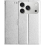 Flipové puzdro z PU kože pre iPhone 17 Pro Max - strieborné