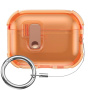 Priehľadný obal so zapínaním a karabínkou pre AirPods Pro 3 - oranžový